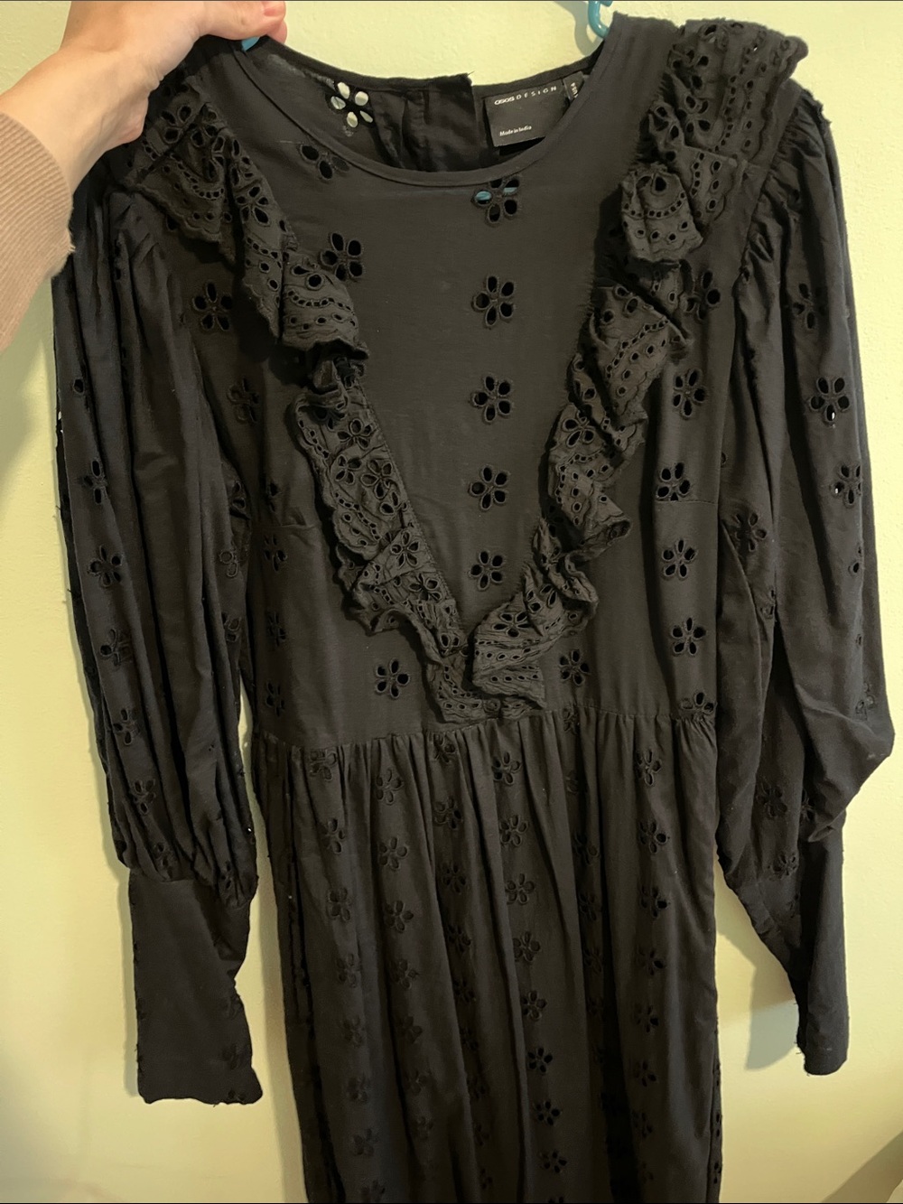 ASOS Black Eyelet Ruffle Maxi Dress - Picture 3 of 5